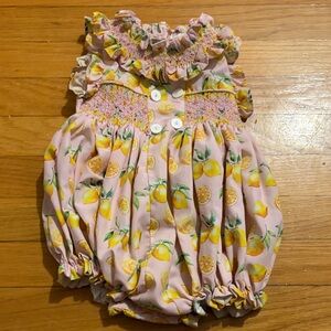 Pink Lemon Print Kids Bodysuit